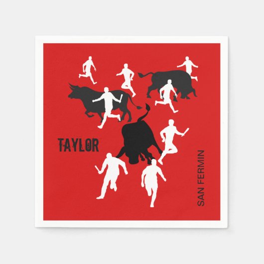 Serviette En Papier Custom, San Fermin Pamplona, bull run / encierro, (Devant)