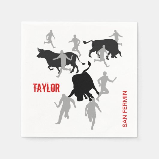 Serviette En Papier Custom, San Fermin Pamplona, encierro / bull run, (Devant)