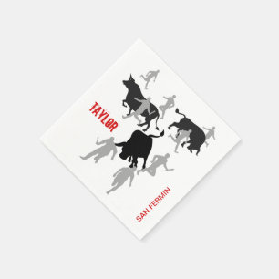 Serviette En Papier Custom, San Fermin Pamplona, encierro / bull run,