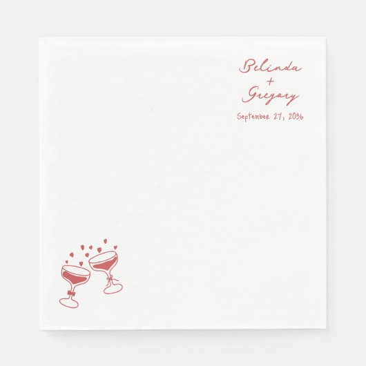 Serviette En Papier Custom Sparkling Wine Tower Doodles Wedding (Devant)