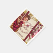 Serviette En Papier Custom Sweet 16 gold and Ruby Red caricature (Coin)