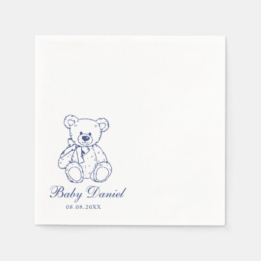 Serviette En Papier Custom Teddy Bear Baby Shower (Devant)