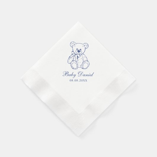 Serviette En Papier Custom Teddy Bear Baby Shower (Coin)
