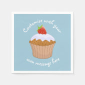 Serviette En Papier Custom Text Cute Strawberry Bun Blue (Devant)