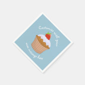 Serviette En Papier Custom Text Cute Strawberry Bun Blue (Coin)