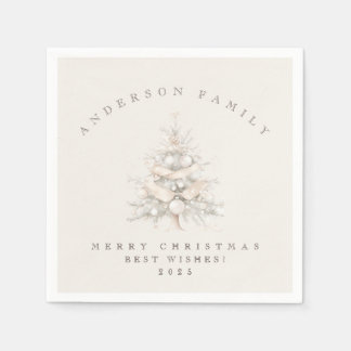 Serviette En Papier Custom traditional family white Christmas tree