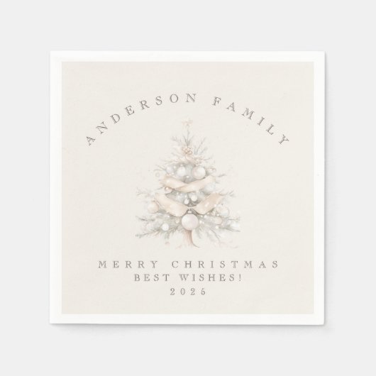 Serviette En Papier Custom traditional family white Christmas tree (Devant)