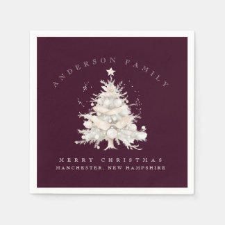 Serviette En Papier Custom traditional family white Christmas tree