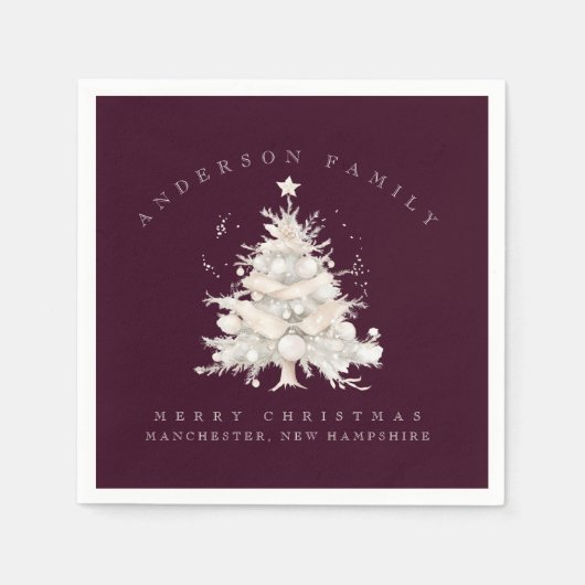 Serviette En Papier Custom traditional family white Christmas tree (Devant)
