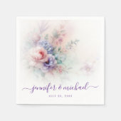 Serviette En Papier Custom Typography Script Flowers Elegant Wedding (Devant)