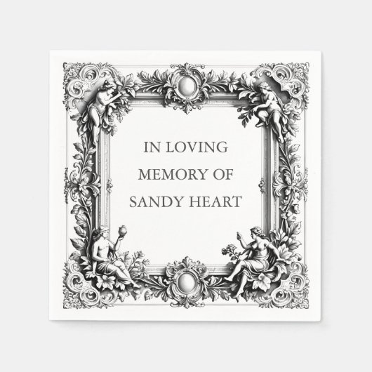 Serviette En Papier Custom Victorian Scroll Frame – Elegant funeral (Devant)