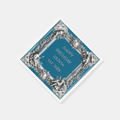 Serviette En Papier Custom Victorian Scroll Frame Napkin – dark blue (Coin)