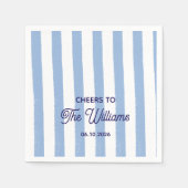 Serviette En Papier Custom Wedding Blue Stripe (Devant)