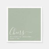 Serviette En Papier Custom Wedding Cheers Cocktail Sage Green Napkins (Devant)