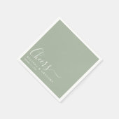 Serviette En Papier Custom Wedding Cheers Cocktail Sage Green Napkins (Coin)