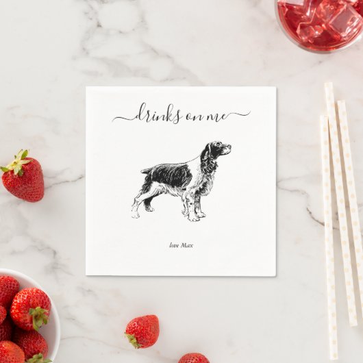 Serviette En Papier Custom Wedding Drinks On Me Dog Animal Pet  (En situation)
