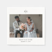 Serviette En Papier Custom Wedding Monogrammed Photo Best Day Ever (Devant)
