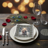 Serviette En Papier Custom Winter Engagement Photo Card with Tartan