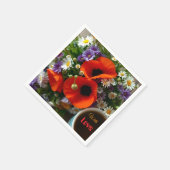Serviette En Papier Custom "With Love" Cup of Coffee & Red Poppies (Coin)