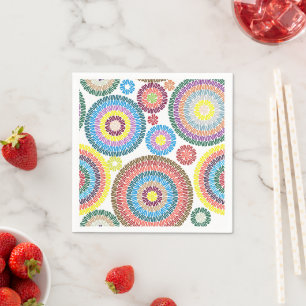 Serviette En Papier Customisé Cercle concentrique coloré enfants fête