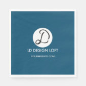 Serviette En Papier Customisé Cocktail bleu foncé Napkin avec logo et (Devant)