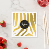 Serviette En Papier Customisé Faux Gold Zebra Print Stripes Motif (En situation)