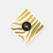 Serviette En Papier Customisé Faux Gold Zebra Print Stripes Motif (Coin)