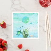 Serviette En Papier Customisé sous le Baby shower SeaTurtle (En situation)