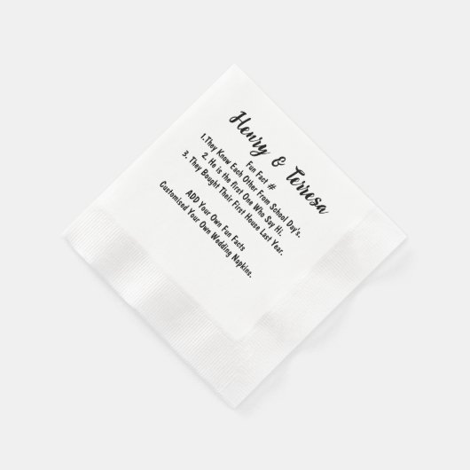 Serviette En Papier Customisé Vos Propres Fun Facts Mariages serviette (Coin)