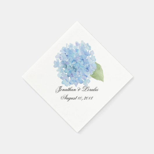 Serviette En Papier Customisez vos serviettes mariages Blue Hydrangea (Coin)