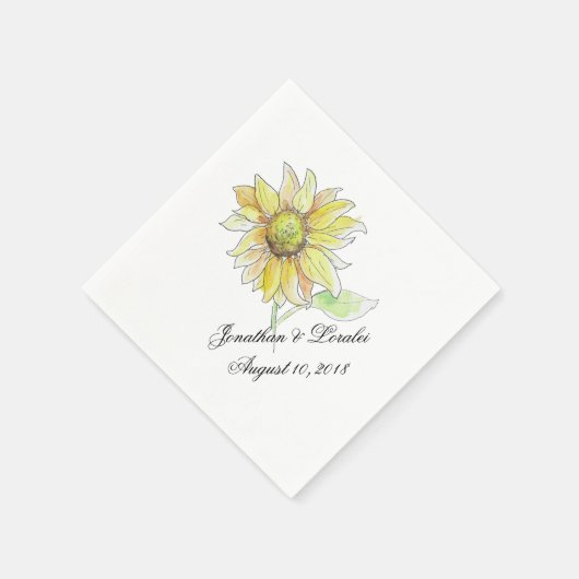 Serviette En Papier Customisez vos serviettes mariages Chute Sunflower (Coin)