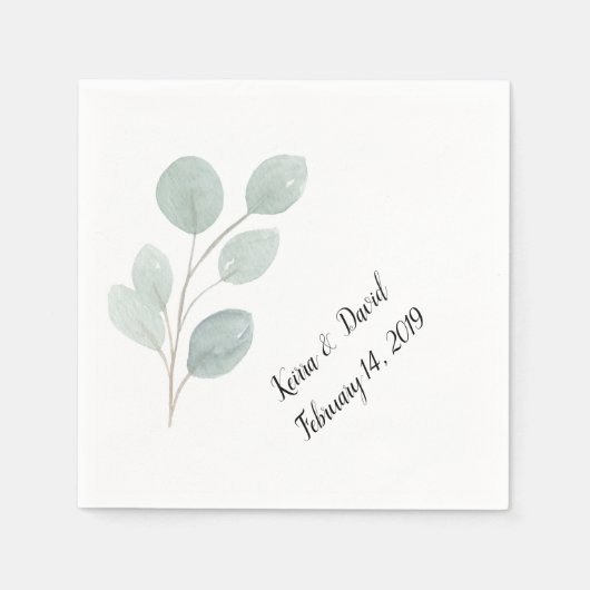 Serviette En Papier Customisez vos serviettes mariages Eucalyptus (Devant)