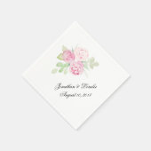 Serviette En Papier Customisez vos serviettes mariages rose floral (Coin)
