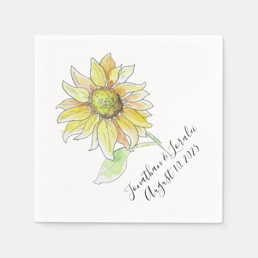 Serviette En Papier Customisez vos serviettes mariages tournesol (Devant)