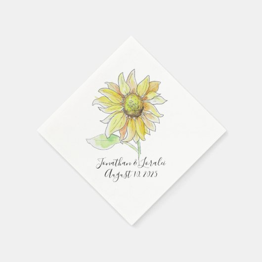 Serviette En Papier Customisez vos serviettes mariages tournesol (Coin)