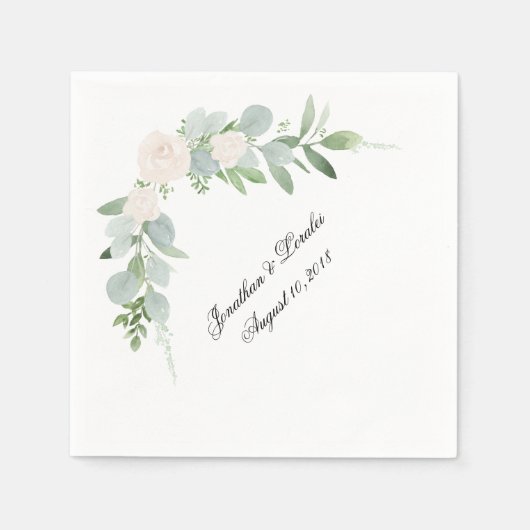 Serviette En Papier Customisez vos serviettes mariages Verdure & blanc (Devant)