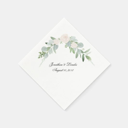 Serviette En Papier Customisez vos serviettes mariages Verdure & blanc (Coin)