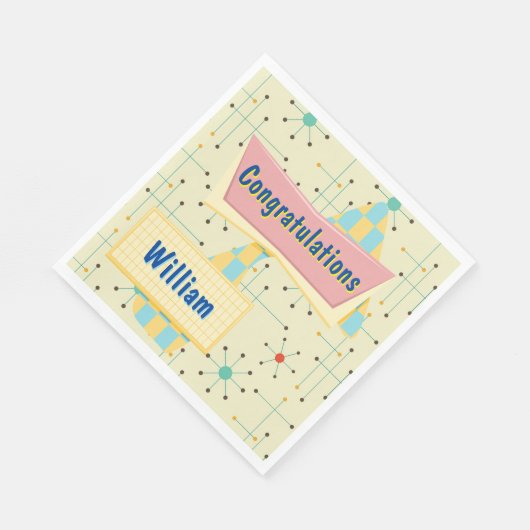 Serviette En Papier Customize Congratulations Retro (Coin)