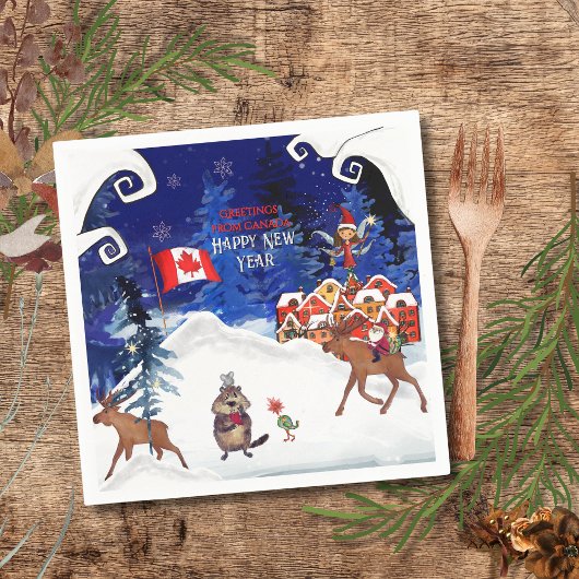 Serviette En Papier Customize Winter Napkin | Your Country & Greeting