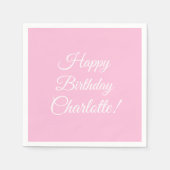 Serviette En Papier Customize with name, Happy Birthday, light pink (Devant)