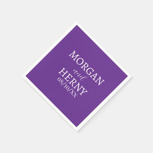 SERVIETTE EN PAPIER CUSTOMIZED NAME STYLISH MODERN  WEDDING  (Coin)