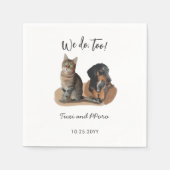 Serviette En Papier Cute 2 animaux Chien Chat Mariage personnalisé (Devant)