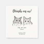 Serviette En Papier Cute 2 Chats Face Animaux de compagnie Cheers Bois (Devant)