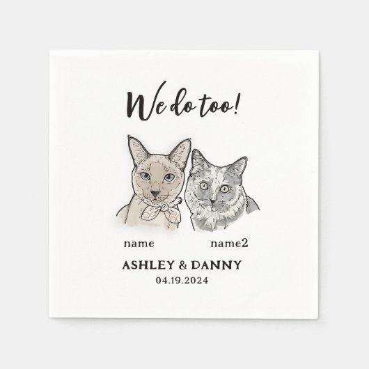 Serviette En Papier Cute 2 Chats Face Animaux Nous faisons Too Cocktai (Devant)