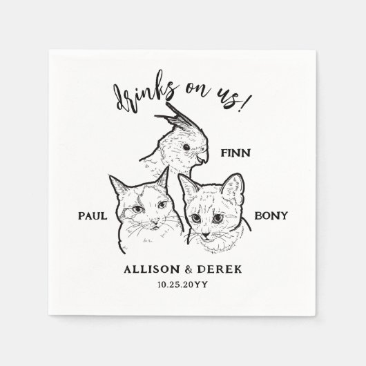 Serviette En Papier Cute 3 chat animal de compagnie face Boissons sur (Devant)