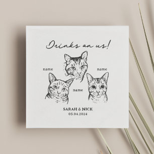 Serviette En Papier Cute 3 Chats Boire Sur Nous Mariage