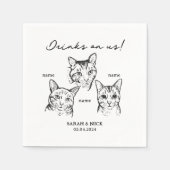 Serviette En Papier Cute 3 Chats Boire Sur Nous Mariage (Devant)