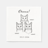 Serviette En Papier Cute 3 Chats Cheval Cocktail Mariage (Devant)