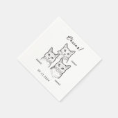 Serviette En Papier Cute 3 Chats Cheval Cocktail Mariage (Coin)