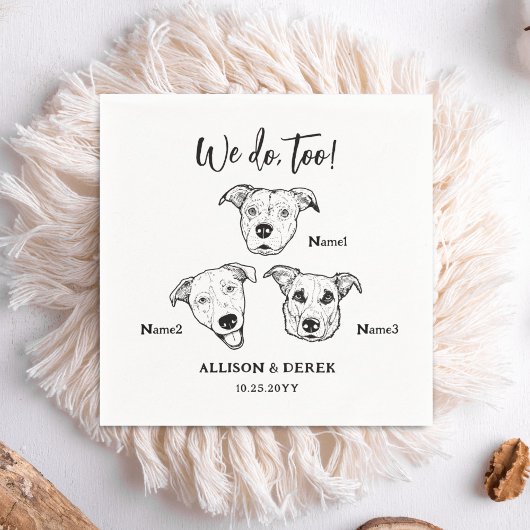 Serviette En Papier Cute 3 Chiens Animaux Nous Faisons Trop Mariage